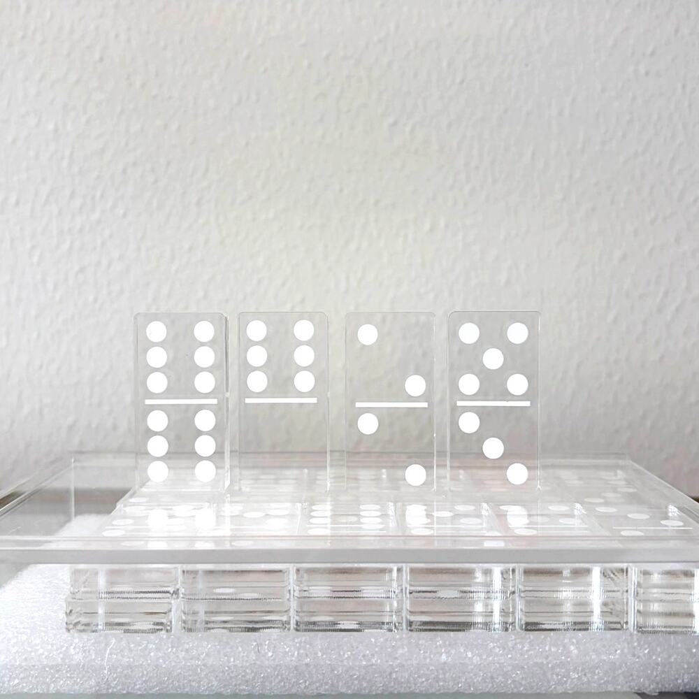 Sagebrook Home Clear Acrylic Dominoes Game Set in Case 4x7  NEW
